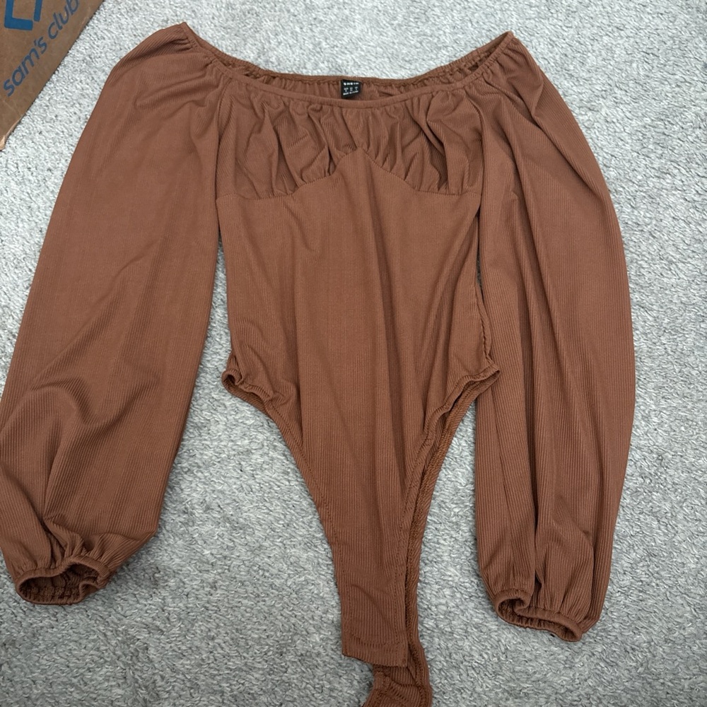 SHEIN Brown Off-Shoulder Bodysuit